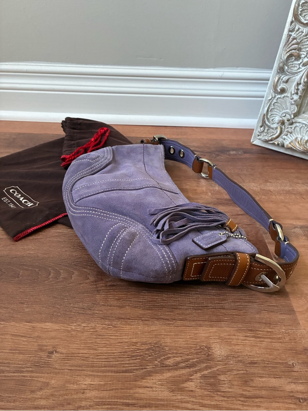 Coach Vintage Y2K Suede Leather Shoulder Bag, Purple, 8A14 - Picture 2 of 15